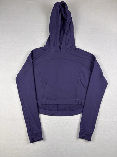 Lululemon Sweatshirt Damen Small Blau Pullover Hoodie Cropped Performance Gym