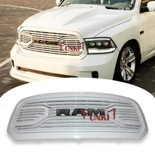 For 2013-2018 Dodge Ram 1500 Front Big Horn White Grill Grille w/Black letters