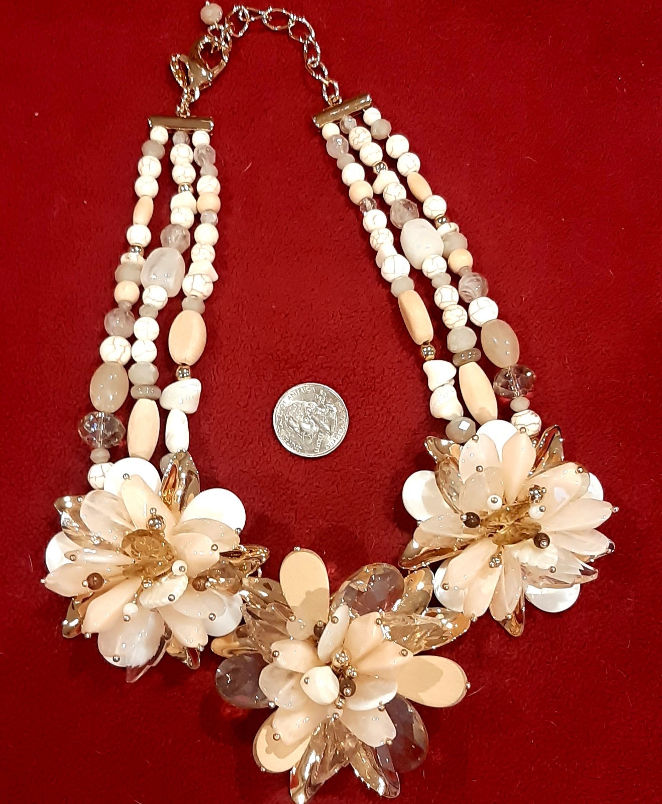 VTG Chico's Oversized STATEMENT Piece Necklace~Fl… - image 2