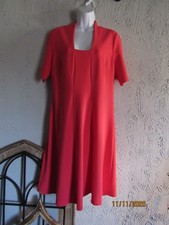 Calvin Klein sz 12 vibrant peach pink office dress short sleeve polyester