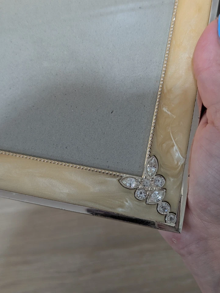 Vintage Photo Picture Frame Set Enamel Rhinestone Shabby Chic - Image 4 of 4