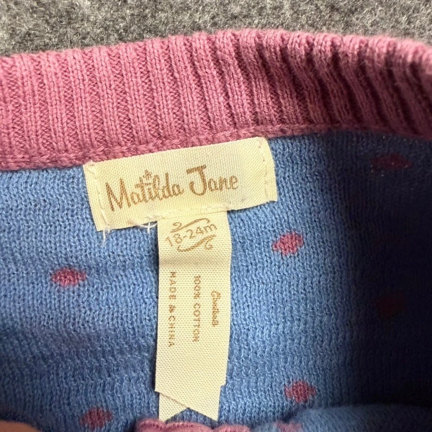 Cárdigan Matilda Jane Niños 18-24M Rosa Azul Lunares Volantes Botones Adorable Foto 2 de 4