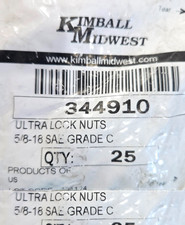 LOT of 25 Kimball Midwest 34-4910 Grade C Ultra Lock Nut 5/8-18 SAE 344910