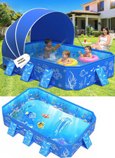2026 Kiddie Pool with Canopy,Baby Swimming Pool for Toddler,Non-Inflatable Porta