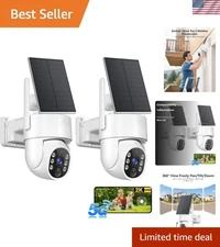 Complete Home Protection: 2-Pack 2K Solar Security Cameras with 360° Coverage
