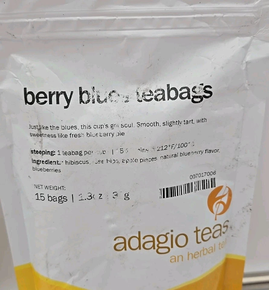 Adagio Tea Bags Green Rooibos Citron Berry Blues 15 Per Bag New - Image 3 of 4