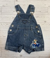 90  s Tigger Disney Baby Denim Jean Shortalls Overalls Vintage Size 3-6 months