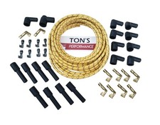 7mm Universal Cloth Covered Spark Plug Wire Kit Set Vintage Wires V8 Yellow B R 7mm Universal Cloth Covered Spark Plug Wire Kit Set Vintage Wires V8 Yellow B R