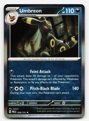 Umbreon Rare - PRE 059/131 EN NM Holofoil Pokemon