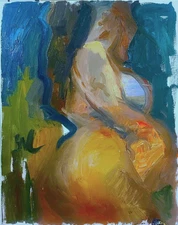 Boudoir Figure Landscape Woman Cubism Oil Painting Original Signed 16x20
