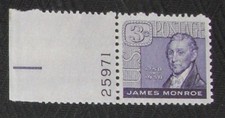 US 3¢ stamp SC #1105 James Monroe MNH 1958 with plate number