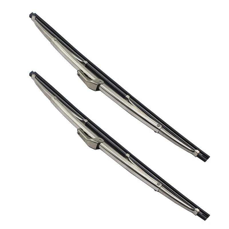 12" Polished Stainless Steel Front Windshield Wiper Blades 1 Pair - Image 3 of 4