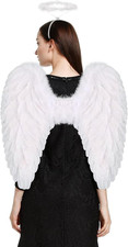 Angel Wings and Halo for Adult Feather Angel Wings Costume for Women Halloween C