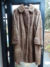  Vintage 1960s Real Fur Musquash Long Winter Coat S 10/12 Blonde