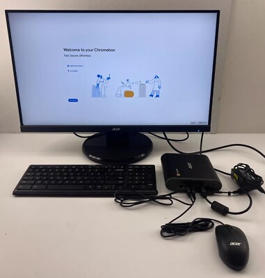 Acer ChromeBox CX13 System - Monitor, Keyboard, Mouse, VESA Mount Lots Of Ports
