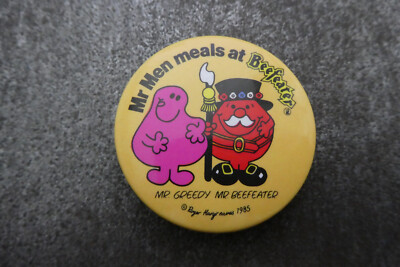 Mr Men Meals At Beefeater Mr Greedy Pin Badge Button (L47B)