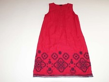 Talbots Women's Sleeveless Shift Dress Size 10 Red Linen Cotton Knee Length
