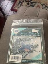 Mill Hill Spring Bouquet Counted Glass Bead Ornament Kit Bluebird Christmas NEW