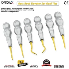 Dental Luxating Root Elevators Gold Tip Coupland Tooth Extracting Extraction Set
