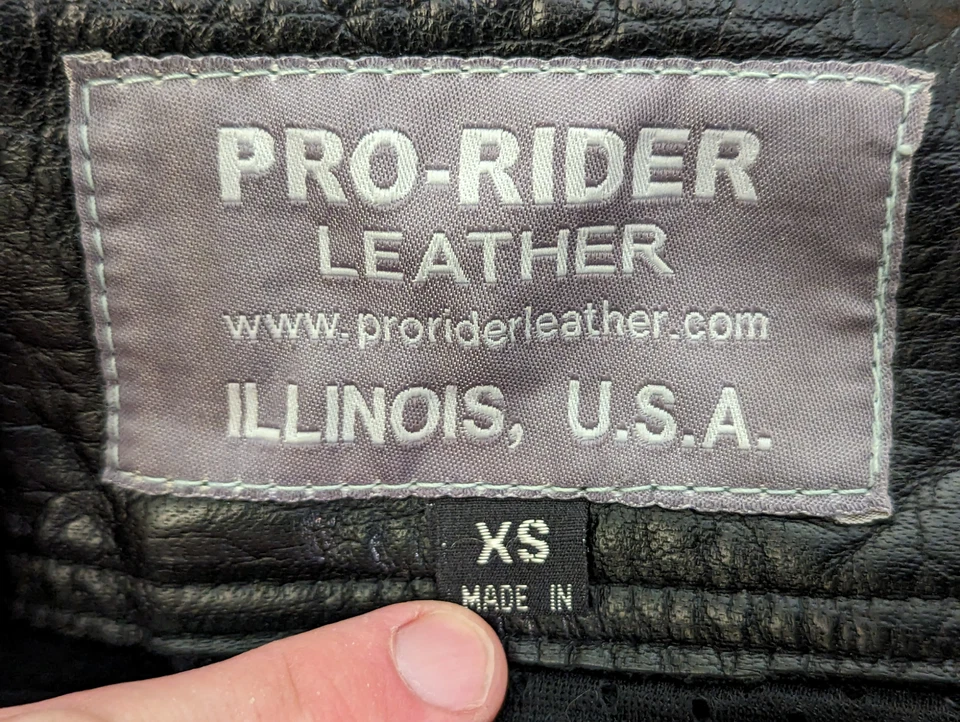 Pantalones de motociclista Pro-Rider de cuero negro talla XS Foto 3 de 4