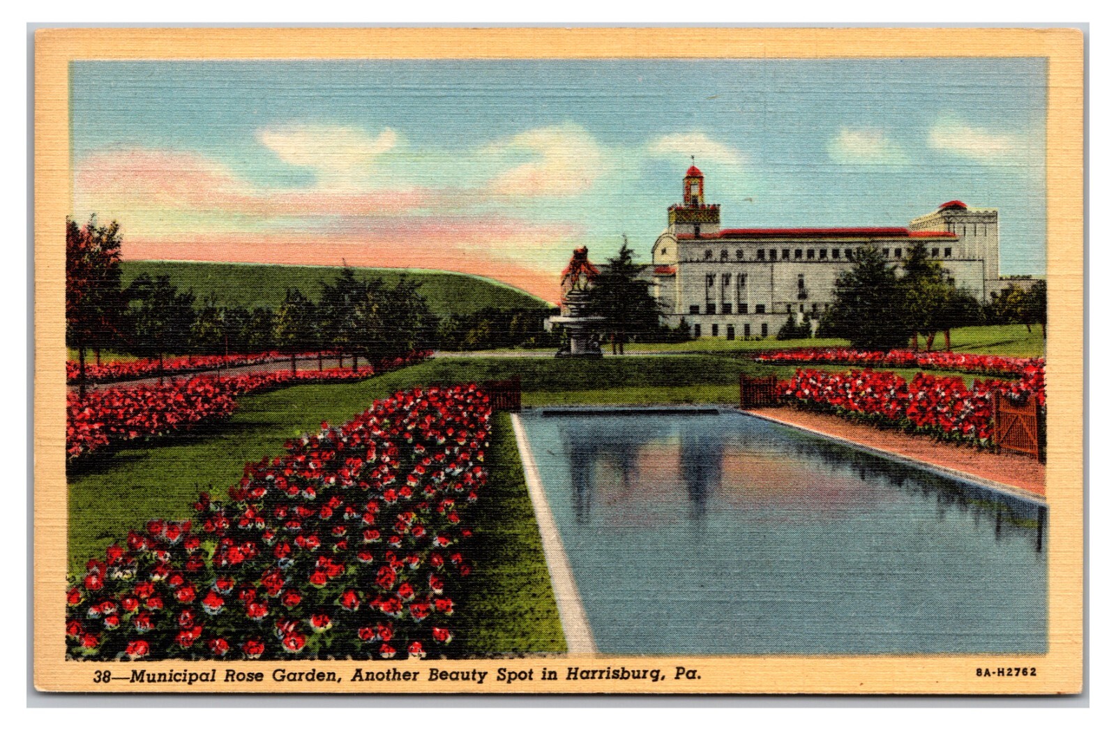 1940s View of The Rose Gardens Harrisburg, Pennsylvania Postcard