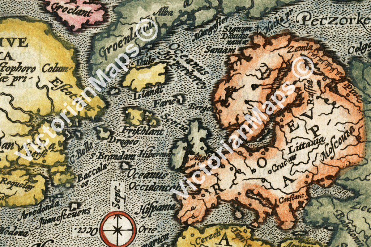 old early World map Terra Incognita Christ in America Quad old early World map Terra Incognita Christ in America Quad