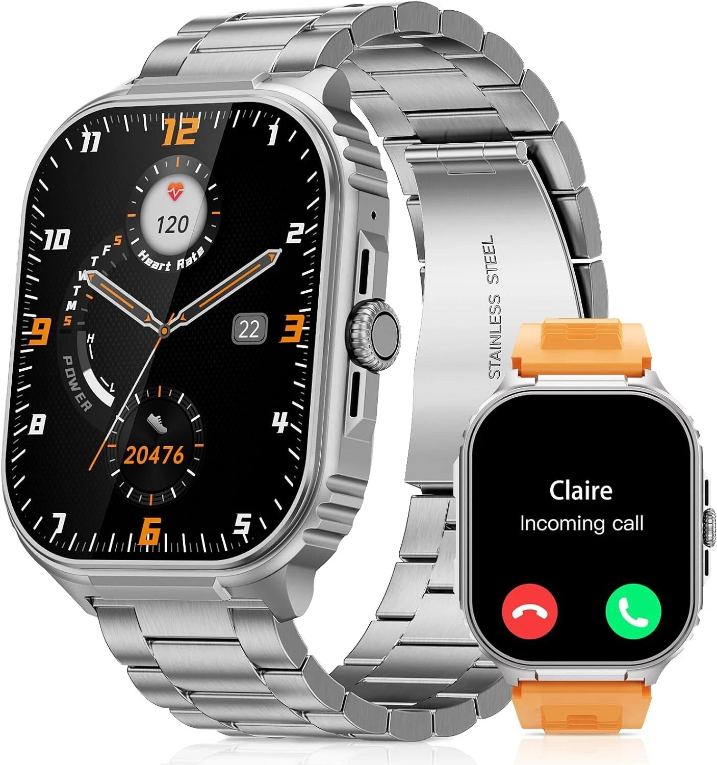 Smart Watch Women Men for Android iOS Fitness Watch Heart Rate Monitor Pedometer Silver