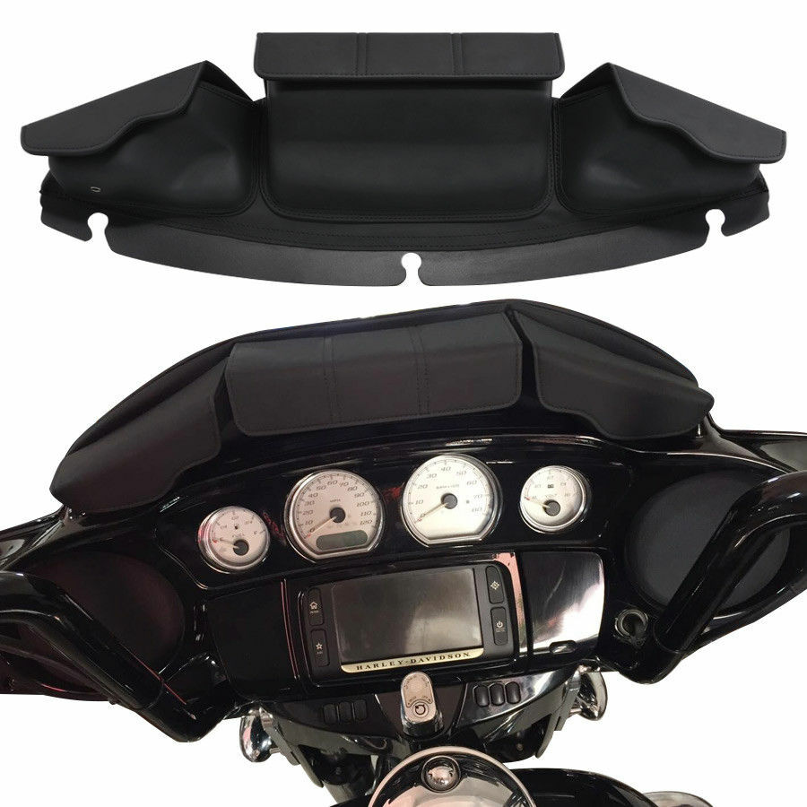 Black Motor 3-Pocket Windshield Bag For Harley Street Glide Ultra