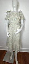 VTG Midi Dress CottageCore Country Peasant Floral Off Shoulder SZ M