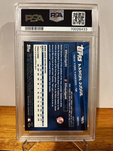 PSA 10 GEM MINT 2017 Topps Chrome Aaron Judge Rookie Card RC 169 