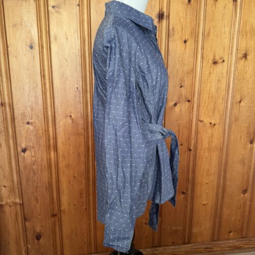Lee Riders Women’s Blue With White Polkadot Tie Waist Blouse Size XL - Picture 2 of 10