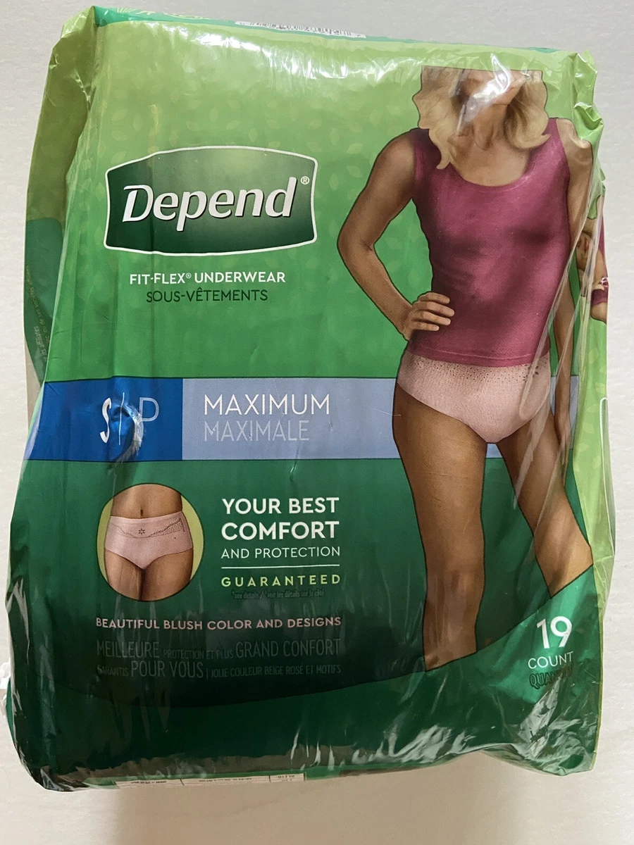 Depend FIT-FLEX Incontinence Underwear For Women, Disposable, Maximum  Absorbency, Small, Blush, 32 Count 