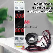 AC80-500V 1-100A DIN Rail Single-Phase Digital Display Voltage Current Meter DIY
