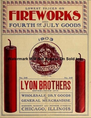 4th of July Hurrah Lion Firework Ad 1903 Patriotic Photograph Print 8.5x11''