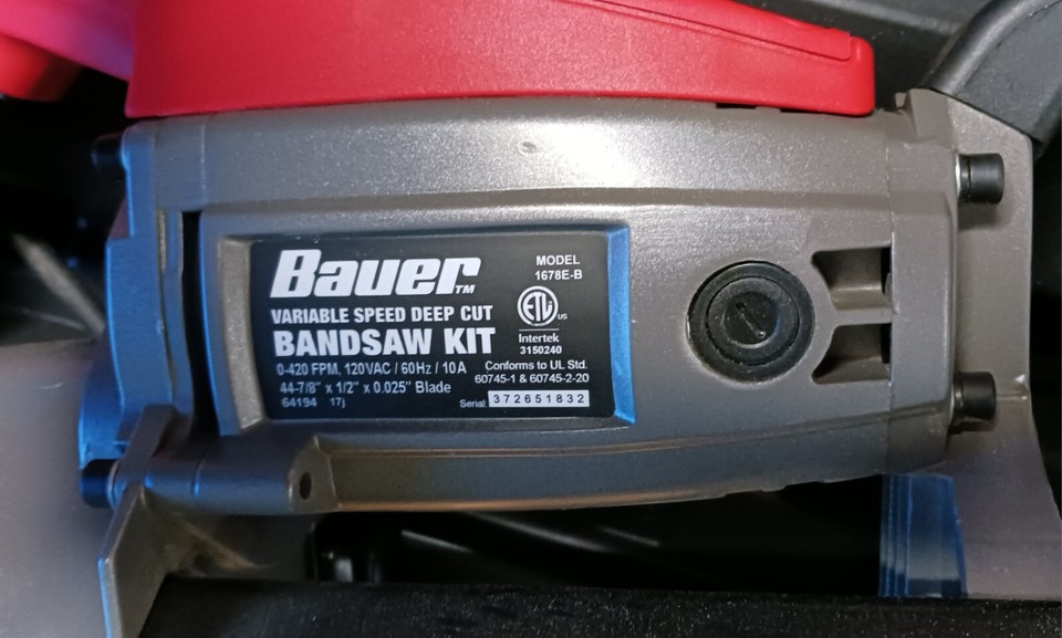 Bauer 1678EB Variable Speed Deep Cut Band Saw Kit Portable Power Tool