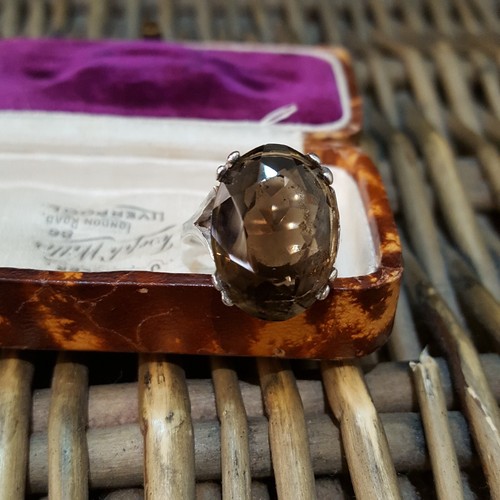 Vintage 925 Sterling Silver Ring, Natural Smoky Quartz Ring,Size M US 6.25, 1973 - Imagen 2 de 8