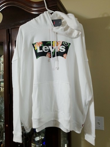 Tropical Floral Logo White Hoodie Size 