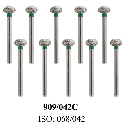 Dental Diamond Burs FG Wheel Round 909/042C WR-13C High Speed Bur Coarse 10/Pk