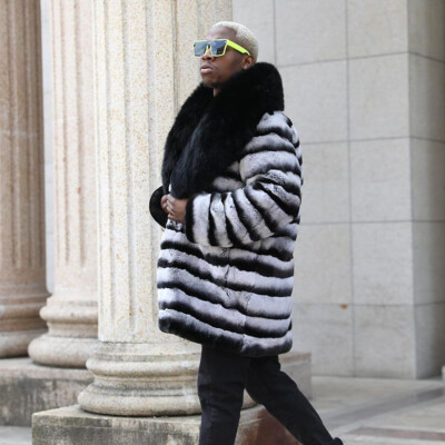 Top Quality Men Genuine Rex Rabbit Fur Coat Winter Nature