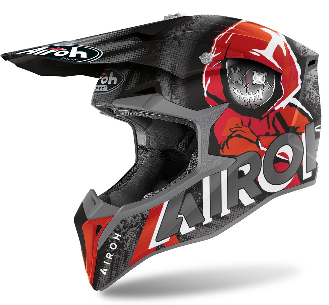 CASCO HELMET MOTO CROSS ENDURO AIROH WRAAP ALIEN MATT NERO ROSSO TG L