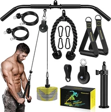 Fitness LAT and Lift Pulley System Gym - Upgraded LAT Pull down Cable Machine At