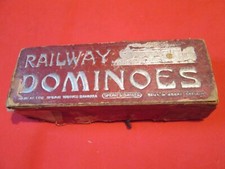 DE COLECCIÓN Dominó de Madera Marca Ferroviaria 28 Piezas FOTO DE MOTOR DE VAPOR GRAN BRITÁNICO