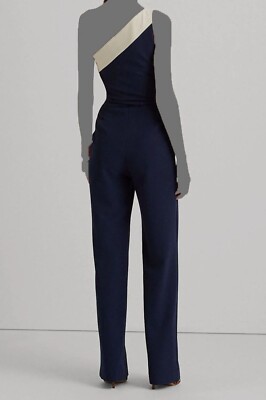 Lauren Ralph Lauren One-Shoulder Crepe Jumpsuit Color French Navy