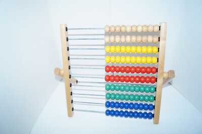 IKEA 100 Wood Bead Abacus wooden educational toy table top math counting colors