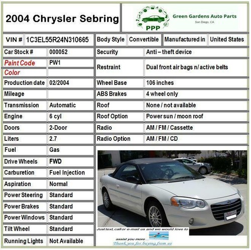 2003 2004 CHRYSLER SEBRING 2.7L Air Conditioning A/C Condenser 117K MIles M - Picture 11 of 14