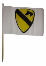 12x18 12"x18" Army Cavalry Division White Stick Flag wood staff