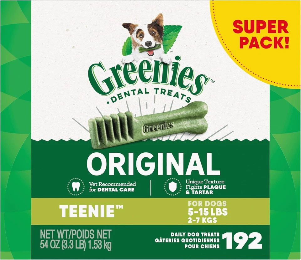 Greenies Original Teenie Dental Dog Treats, 54 oz. Pack ( 192 Treats ) Free Ship