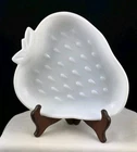 Vintage Hazel Atlas White Milk Glass Strawberry Candy Dish Trinket Tray