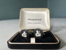 Vintage Wedgewood Jasper Silver FAW Cufflinks Original Box Lion Emblem