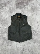 Vintage Harley Davidson Leather Nylon Vest 90s Brown Men's size M Made in USA